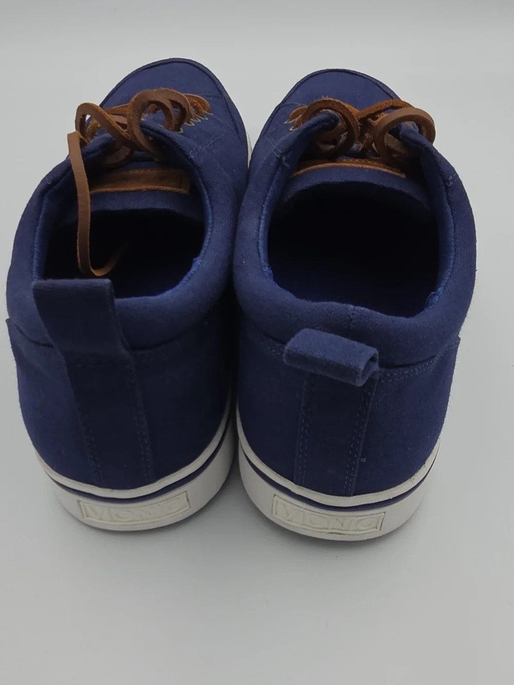 Vionic Navy Canvas Sneakers with Brown Lace Details